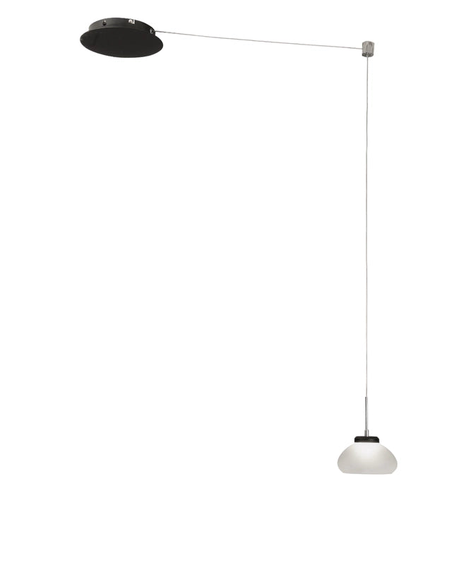 Arabella - Lampada a sospensione decentrata Bianca - Fabas Luce - LED 8W dimmerabile - Montaggio con decentramento
