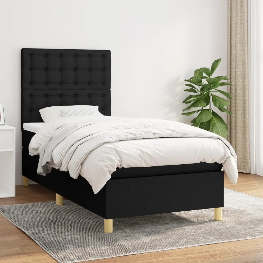 Giroletto a Molle con Materasso Nero 90x190 cm in Tessuto 3142619
