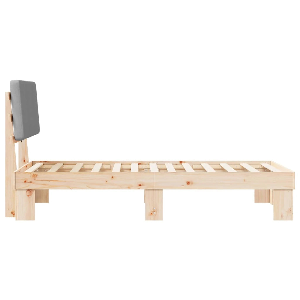 Letto con Testiera Rivestita Grigio chiaro 75 x 190 cm