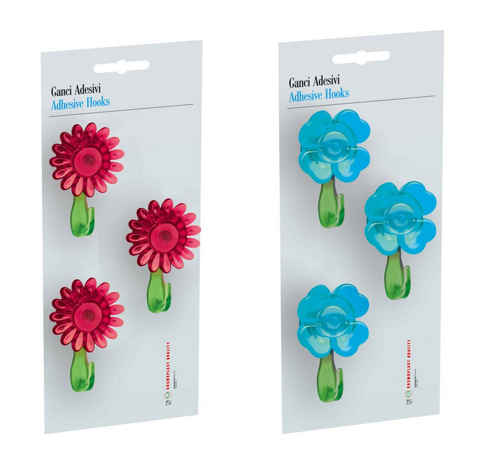 set 3 ganci adesivi ad 1 posto 3 pz fantasia margherita cod:ferx.vit33595