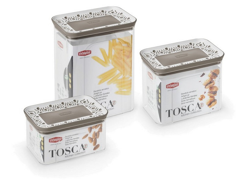 barattolo rettangolare tosca lt.2,2 bianco/tortora chiaro cod:ferx.vit47766