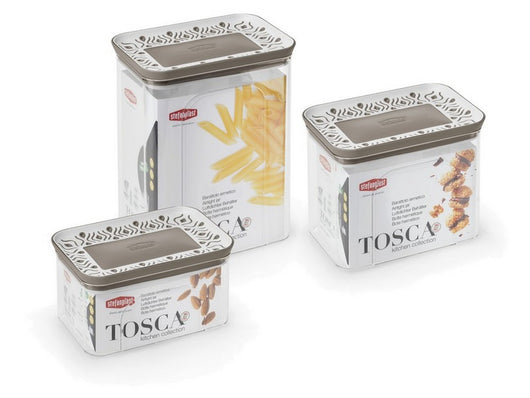 barattolo rettangolare tosca lt.0,7 bianco/tortora chiaro cod:ferx.vit47762