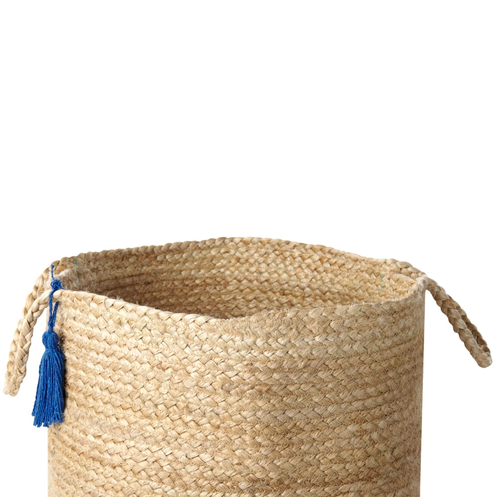 Set di 2 cestini portaoggetti in cotone iuta navy e naturale da 50 cm portabiancheria Boho