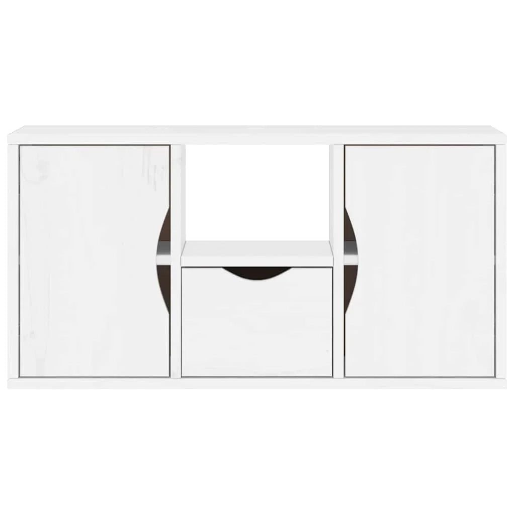Mobile porta TV con cassetto funzionale e spazio di archiviazione 79 x 24 x 40 cm legno massello bianco 02_0058053