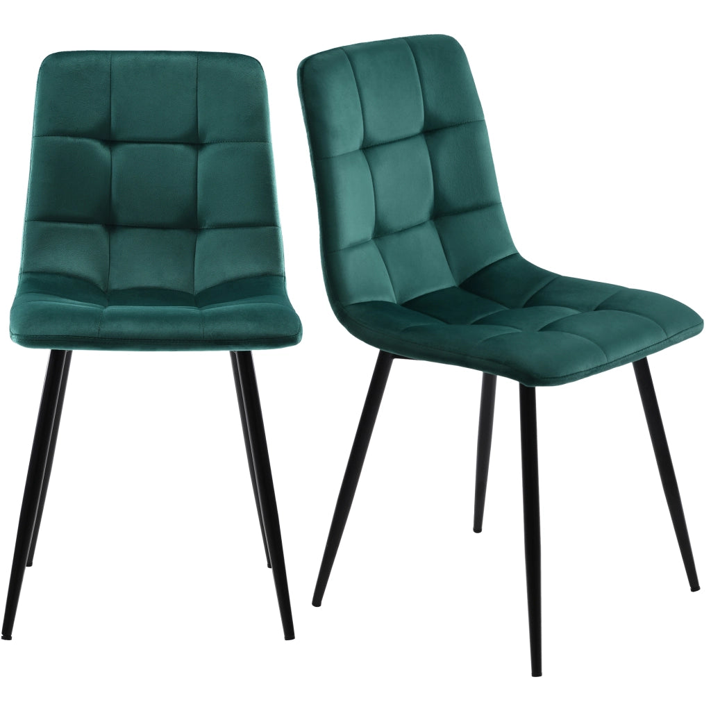 Sedia da sala da pranzo set da 4 in velluto con imbottitura ergonomica e gambe in metallo verde 44 × 41 × 86 cm