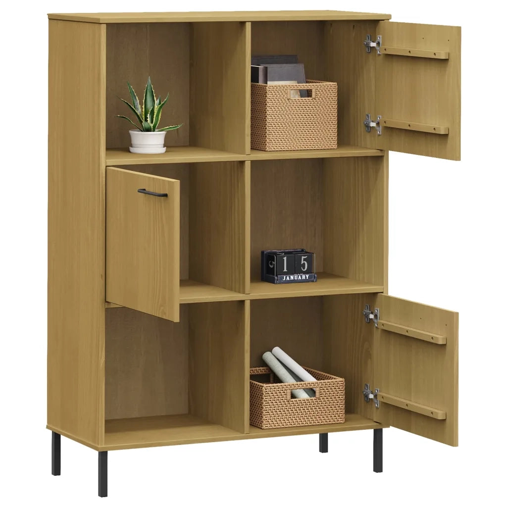 Libreria con Gambe-Scaffale per Libri-Mobile di Stoccaggio Metallo Marrone 90x35x128,5 cm Massello OSLO