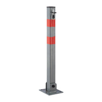 Barriera per parcheggio auto pieghevole cm 65 acciaio grigio e strisce rosse 13_0002309