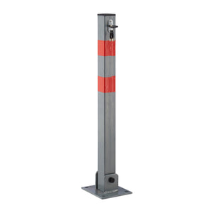 Barriera per parcheggio auto pieghevole cm 65 acciaio grigio e strisce rosse 13_0002309