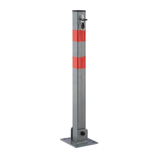 Barriera per parcheggio auto pieghevole cm 65 acciaio grigio e strisce rosse 13_0002309