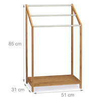 Porta asciugamani da bagno 3 barre portaoggetti 85 cm bambù e metallo 13_0002256