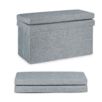 Sgabello contenitore pieghevole ottomano in lino 76 cm grigio 13_0002782