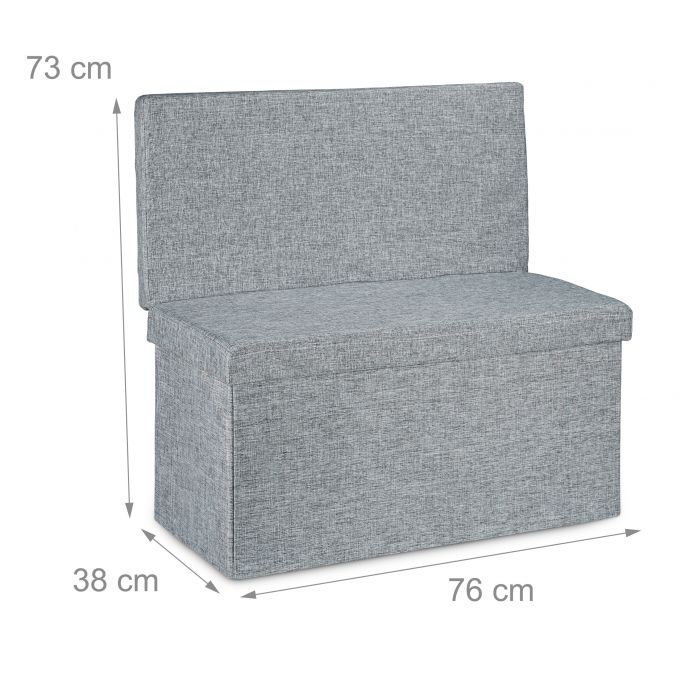 Sgabello contenitore pieghevole ottomano in lino 76 cm grigio 13_0002782