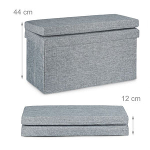 Sgabello contenitore pieghevole ottomano in lino 76 cm grigio 13_0002782