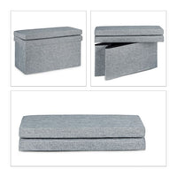Sgabello contenitore pieghevole ottomano in lino 76 cm grigio 13_0002782
