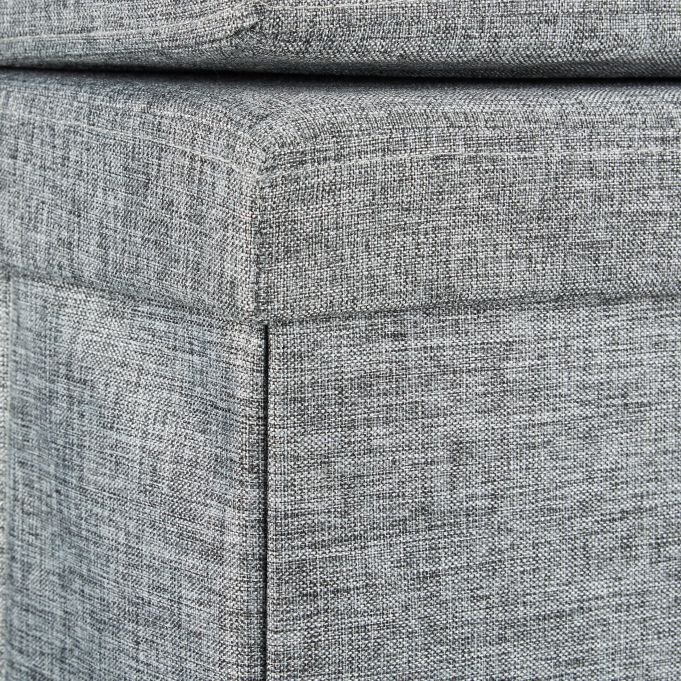 Sgabello contenitore pieghevole ottomano in lino 76 cm grigio 13_0002782