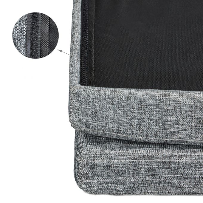 Sgabello contenitore pieghevole ottomano in lino 76 cm grigio 13_0002782