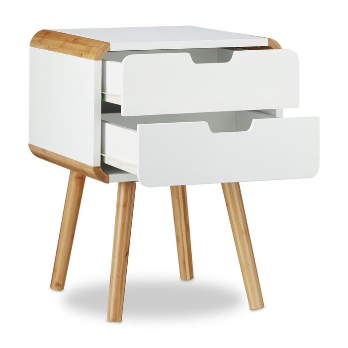 Comodino 2 cassetti consolle in MDF bianco 13_0002693