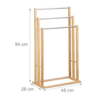 Porta asciugamani da terra a 3 bracci per bagno in bambù 13_0002272