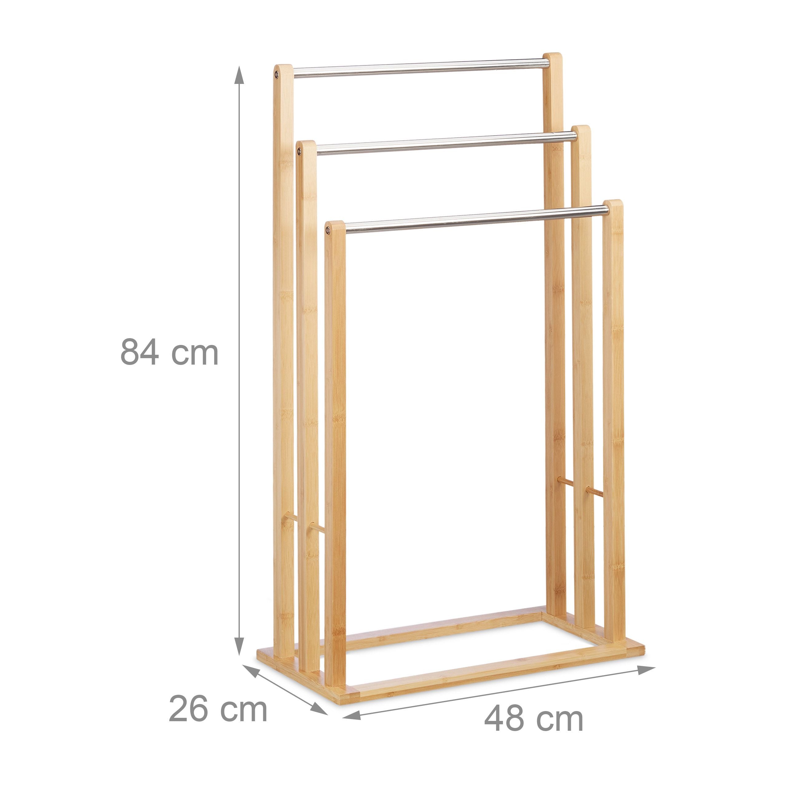 Porta asciugamani da terra a 3 bracci per bagno in bambù 13_0002272