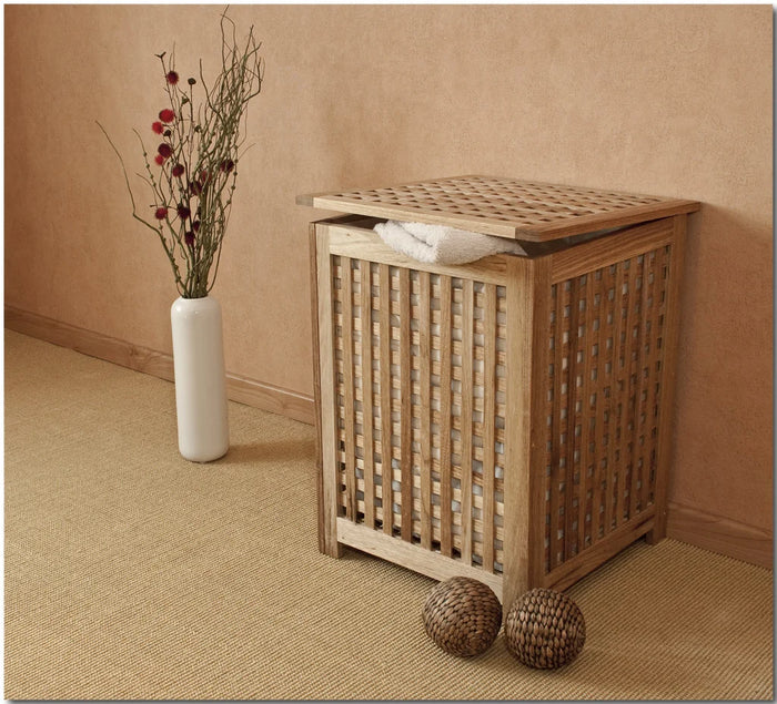 Cesto portabiancheria in legno di noce