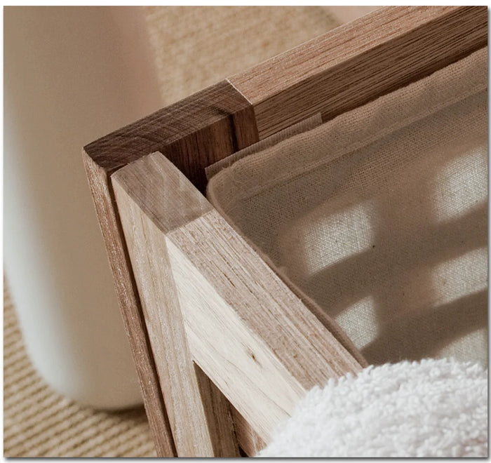 Cesto portabiancheria in legno di noce