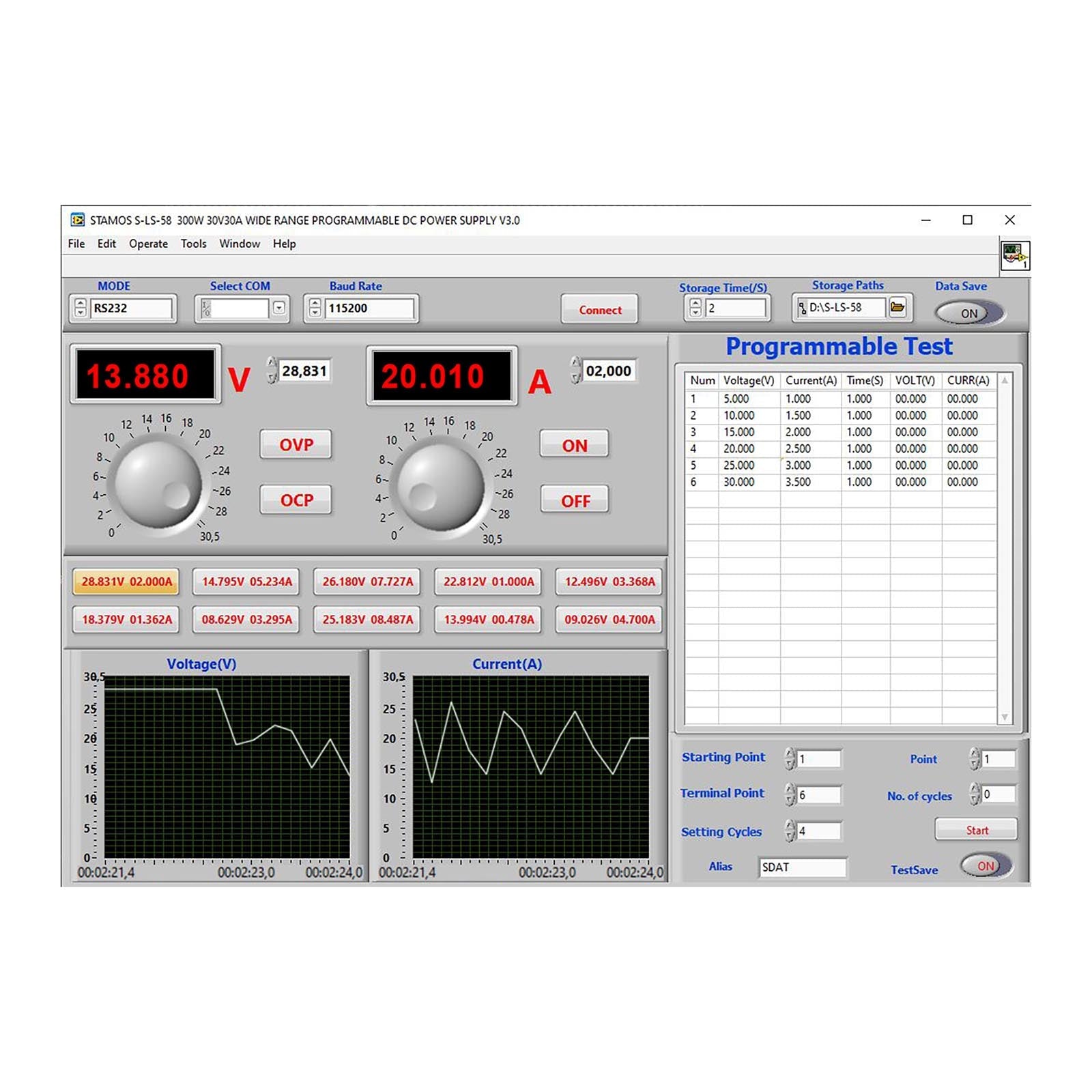 Alimentatore da laboratorio - 0-30 V - 0-30 A DC - 300 watt - USB/LAN/RS232 14_0005429