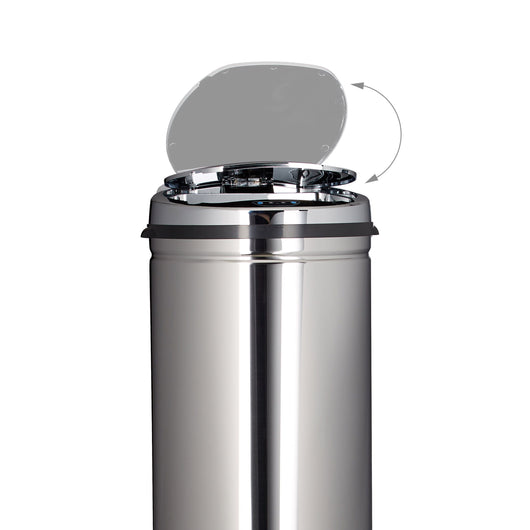 Pattumiera da cucina in acciaio inox 50 litri Pattumiera in metallo alta 80 cm diametro 30 cm coperchio tondo, argento 13_0002329