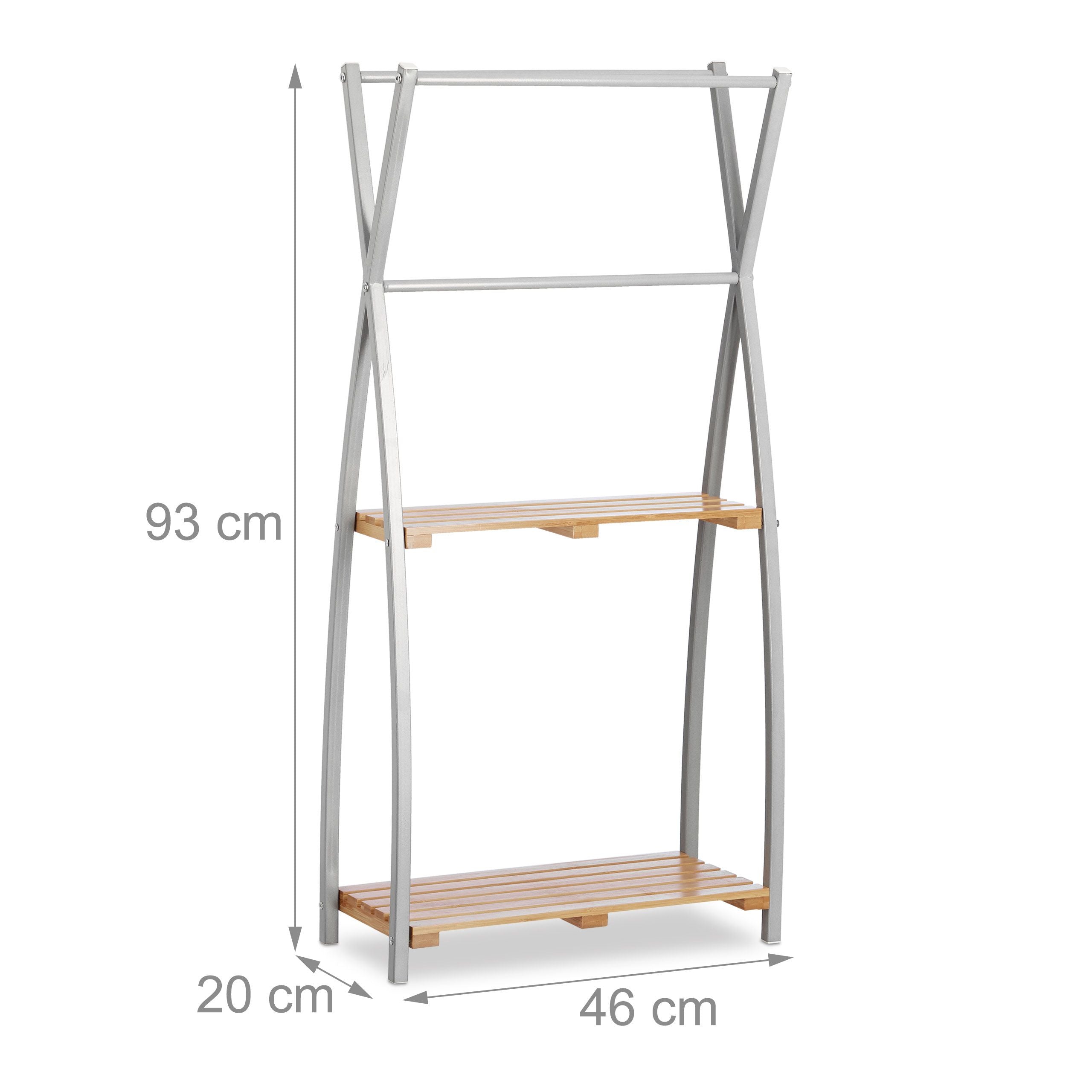 Porta asciugamani da terra di design 93 cm bambù e acciaio 13_0002281