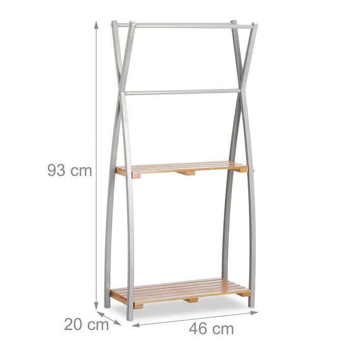 Porta asciugamani da terra di design 93 cm bambù e acciaio 13_0002281