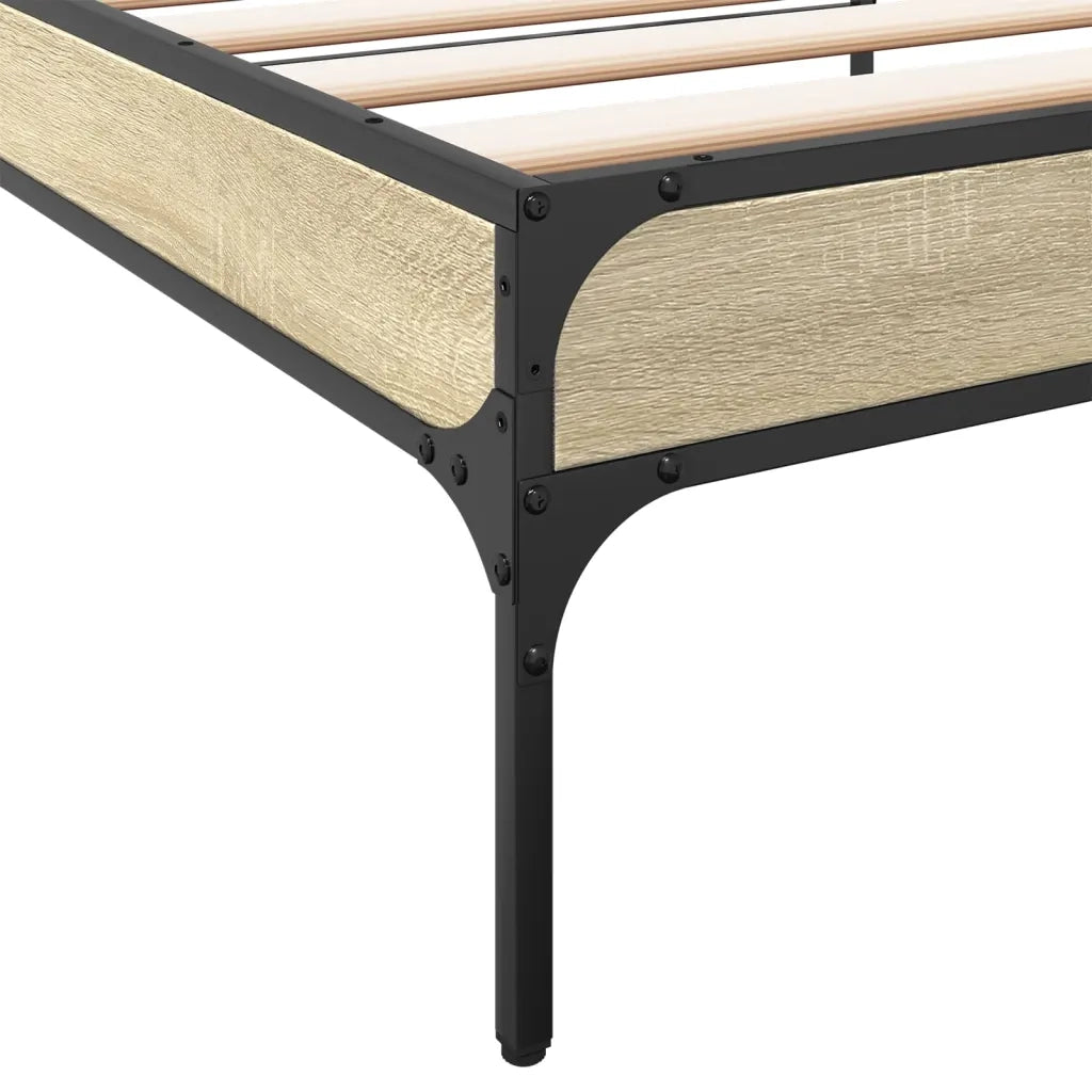 Giroletto-Struttura Letto Rovere Sonoma 100x200 cm Legno Multistrato e Metallo 715467