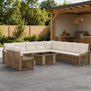 Set Divano da Giardino 12 pz Beige e Bianco Crema polyrattan 3437277