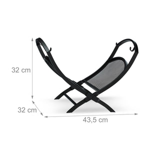 Cestino portalegna pieghevole in legno borsa da trasporto in acciaio porta giornali porta riviste 13_0001895