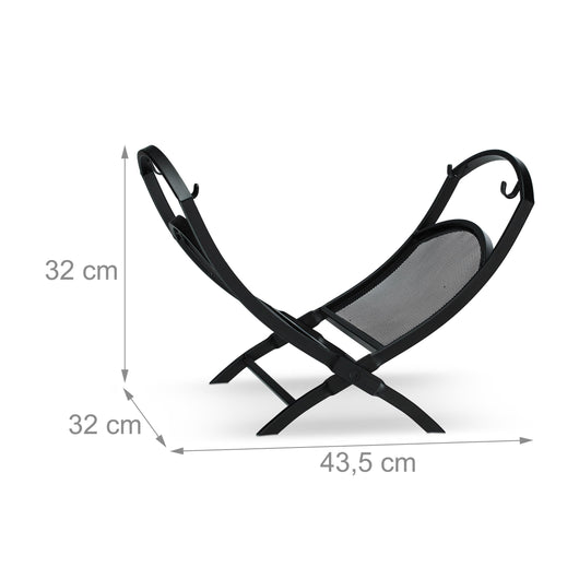 Cestino portalegna pieghevole in legno borsa da trasporto in acciaio porta giornali porta riviste 13_0001895