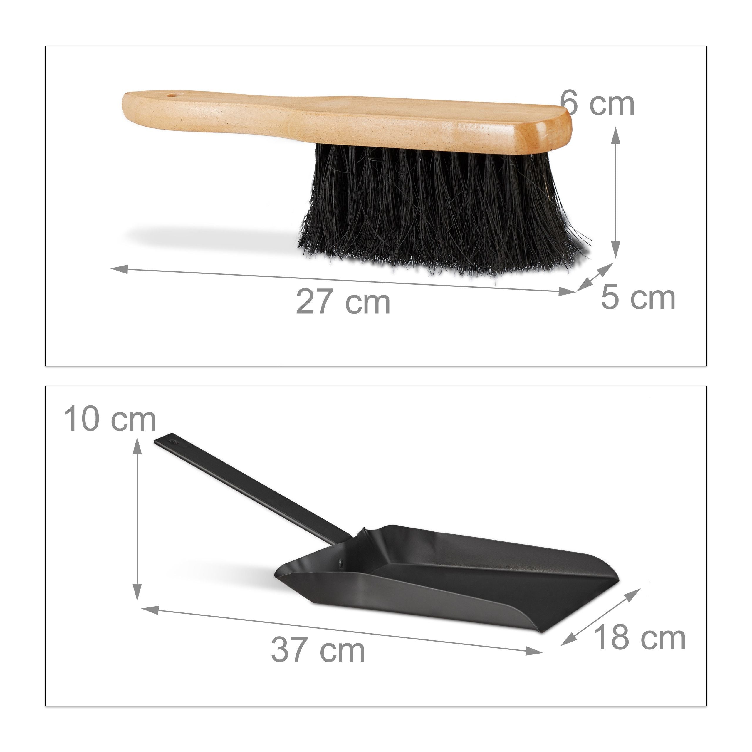 Camino pala cenere e spazzola in acciaio forno stufa camino 37 cm nero 13_0001954