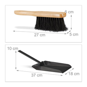 Camino pala cenere e spazzola in acciaio forno stufa camino 37 cm nero 13_0001954