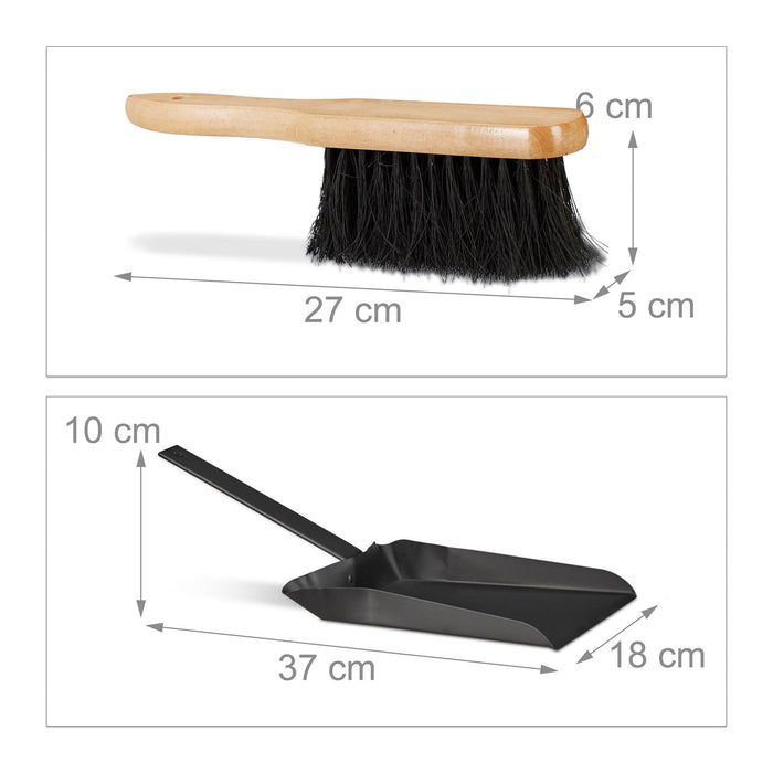 Camino pala cenere e spazzola in acciaio forno stufa camino 37 cm nero 13_0001954