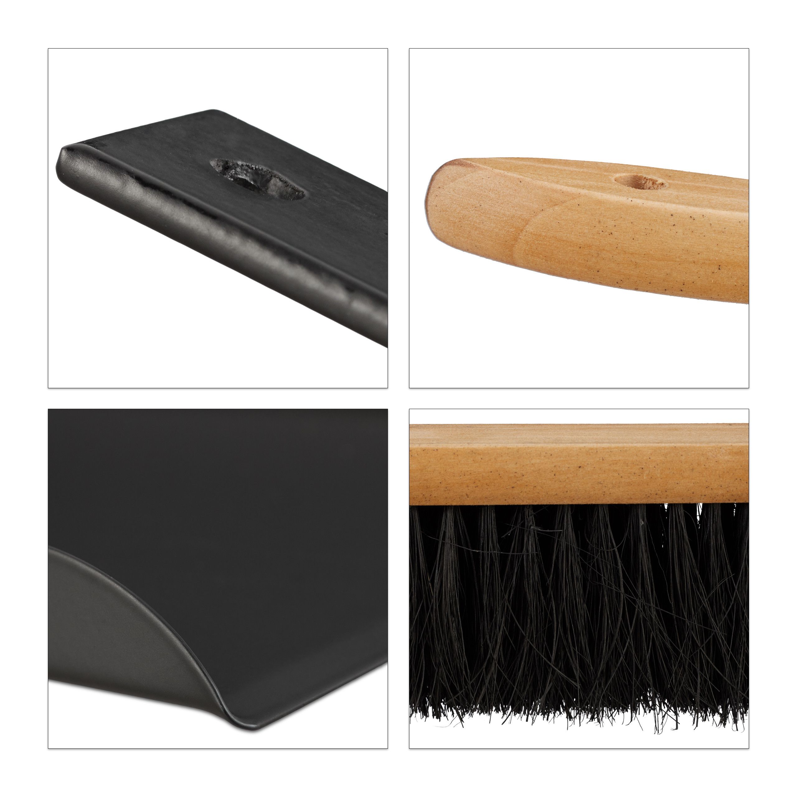 Camino pala cenere e spazzola in acciaio forno stufa camino 37 cm nero 13_0001954