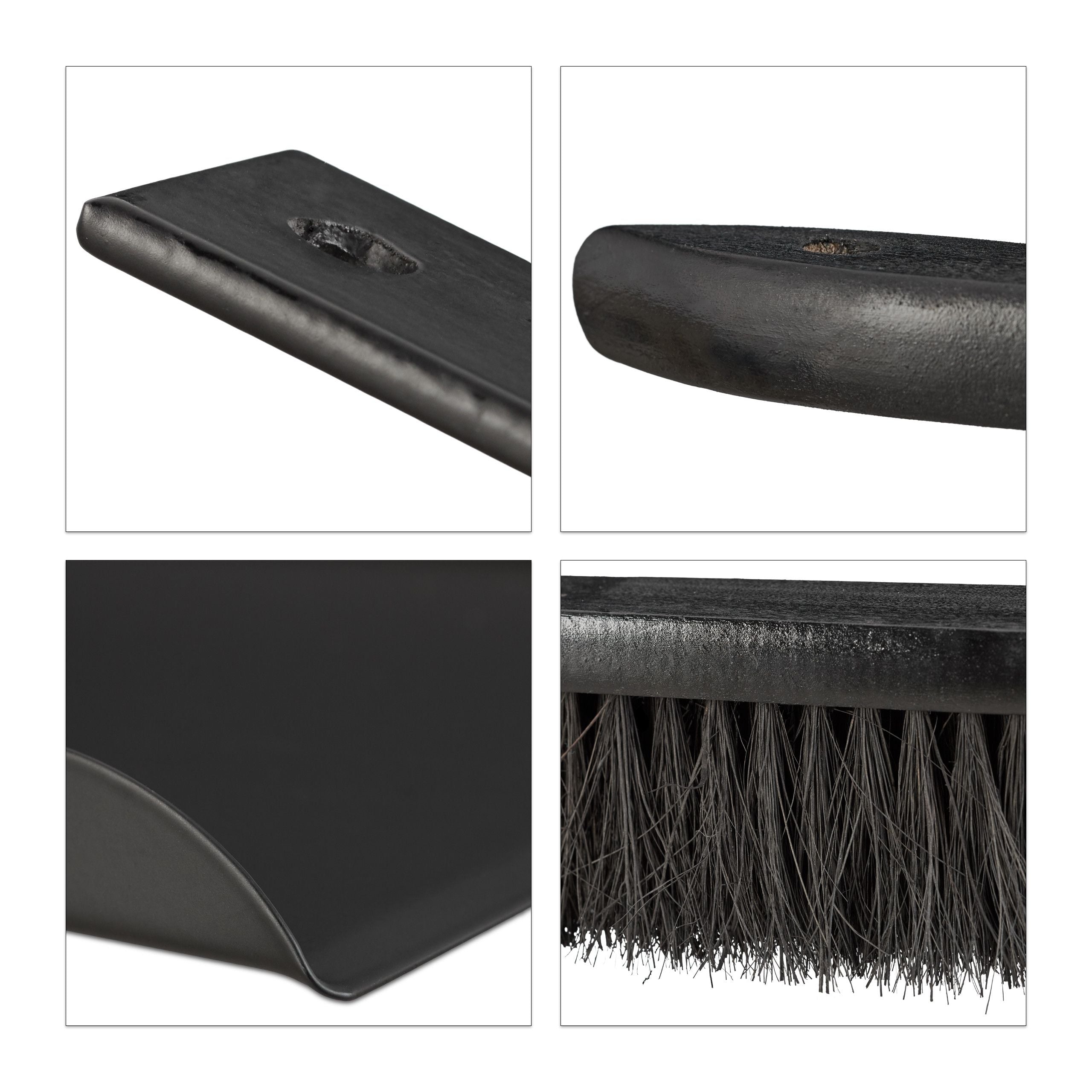 Camino pala cenere e spazzola in acciaio forno stufa camino 37 cm nero 13_0001954