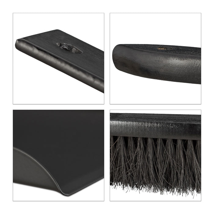 Camino pala cenere e spazzola in acciaio forno stufa camino 37 cm nero 13_0001954