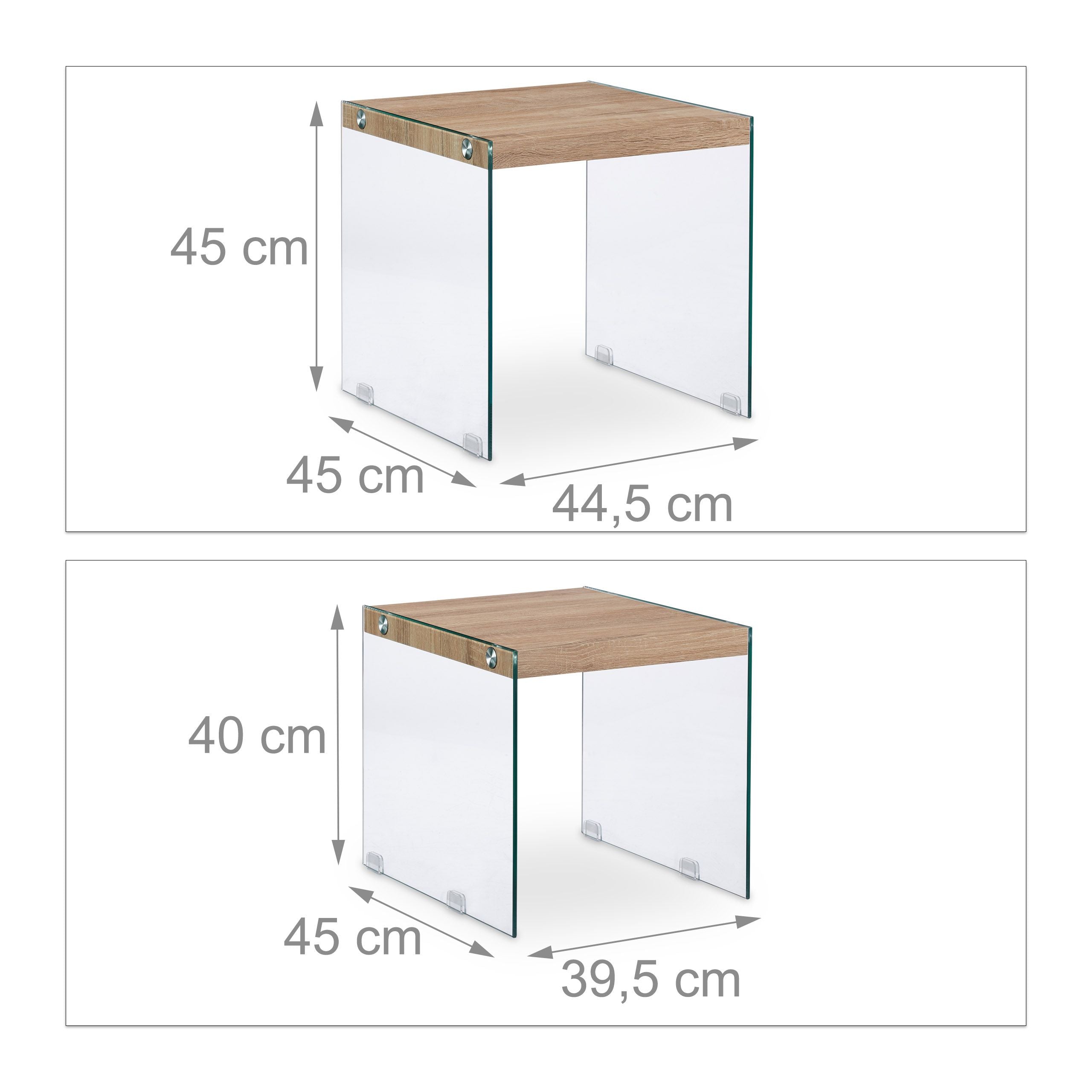 Set di 2 tavolini impilabili in legno con gambe in vetro 13_0002486