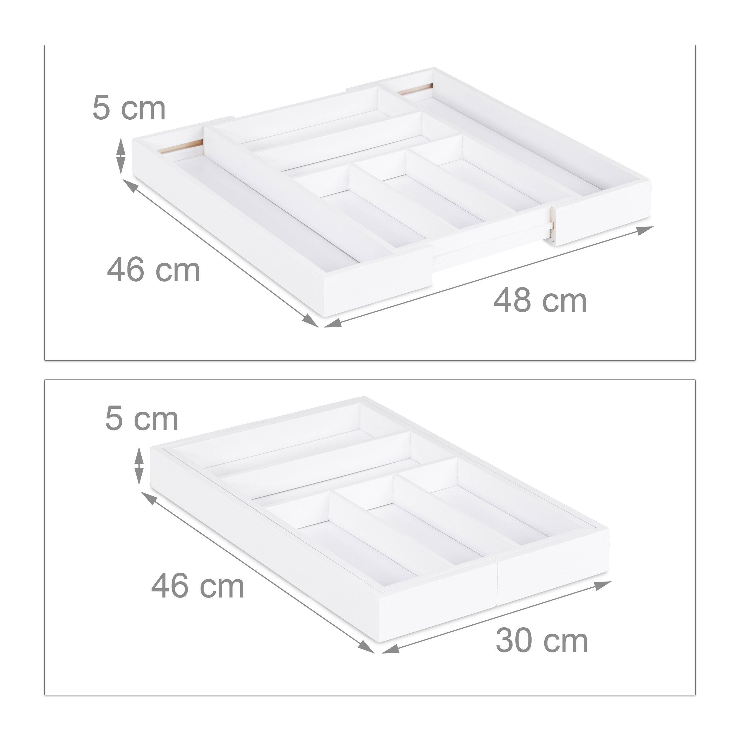 Portaposate estensibile organizer in bambù bianco 13_0002373