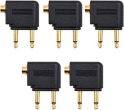 Adattatore per cuffie aereo 3,5mm maschile a 3,5mm femminile 5 pezzi