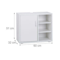 Mobile bagno sottolavabo 1 anta 3 ripiani WC MDF bianco 13_0000909_2