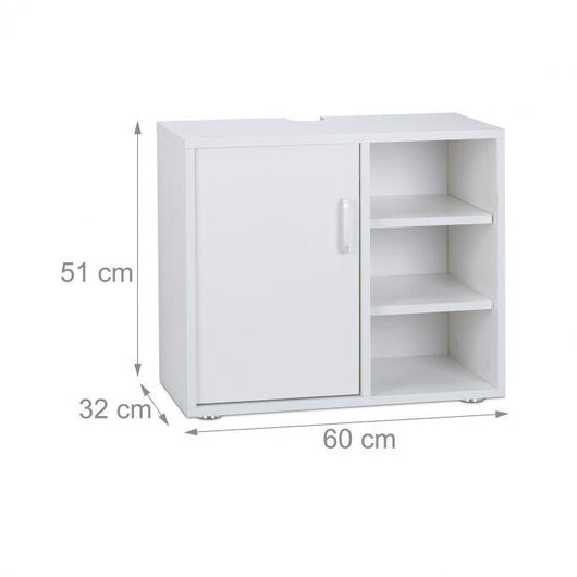Mobile bagno sottolavabo 1 anta 3 ripiani WC MDF bianco 13_0000909_2