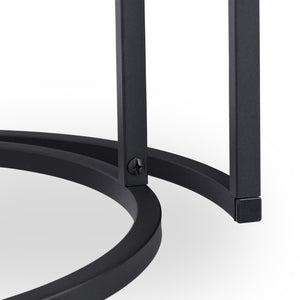 Set di 2 tavolini bassi laterali in vetro nero impilabili 13_0002660