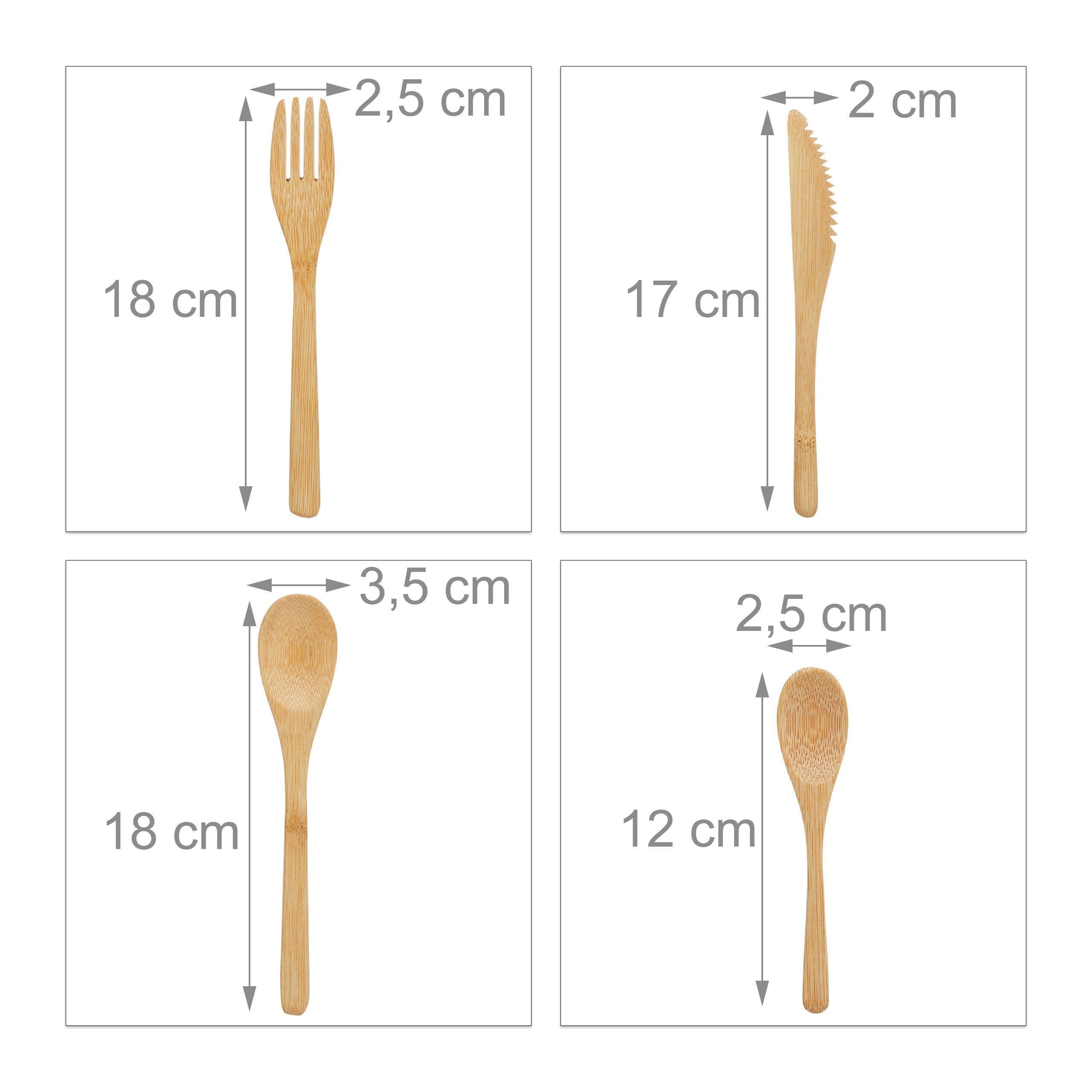 Scatola da 41 pezzi cucchiaio coltello forchetta portaposate set posate in bambù naturale 13_0002468