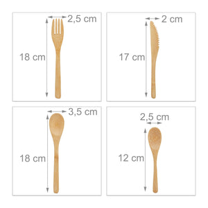 Scatola da 41 pezzi cucchiaio coltello forchetta portaposate set posate in bambù naturale 13_0002468