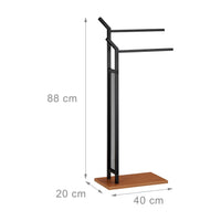Porta asciugamani da terra con 2 barre in ferro e legno marrone e nero 13_0002269