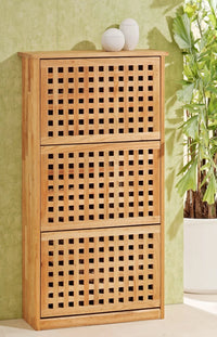 Scarpiera, 3 ante, design a traliccio, legno di noce