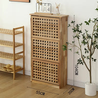 Scarpiera, 3 ante, design a traliccio, legno di noce